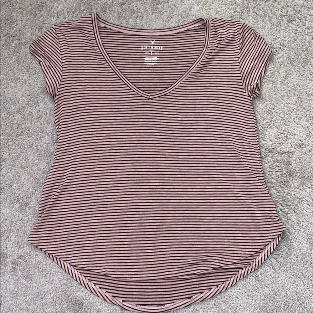 American Eagle Soft & Sexy Pink Stripes T-Shirt